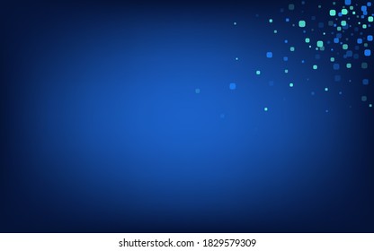 Blue Particle Falling Blue Vector Background. Top Rhombus Invitation. Abstract Cell Illustration. Turquoise Effect Pattern.