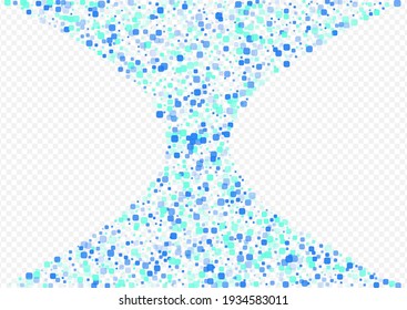 Blue Particle Flying Vector Transparent Background. Independence Square Card. Top Cell Backdrop. Turquoise Decoration Invitation.