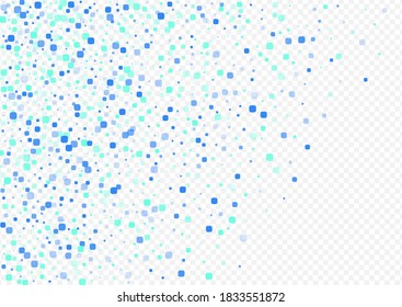 Blue Particle Invitation Vector Transparent Background. Decoration Square Postcard. Independence Rhombus Invitation. Turquoise Falling Card.