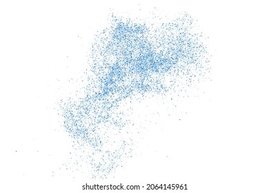 Abstrakte Spritzen von Wasser auf weißem Hintergrund. Rundpartikelbewegung gefroren. Regen, Schnee-Overlay-Textur. Vektorgrafik, EPS10.