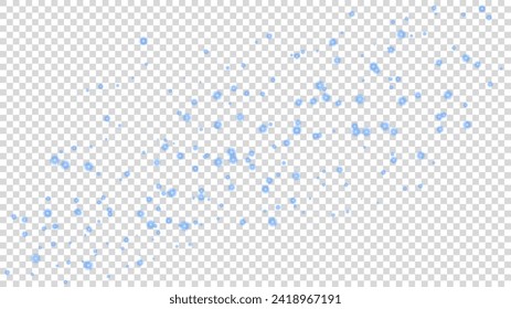Partículas azules volando sobre fondo blanco transparente, listo para PNG, ilustración vectorial