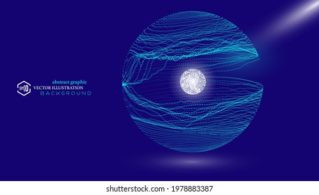 Blue particles formed spherical earth.  Abstract vector science and technology globalization business background. 