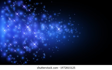 Blue particles scattering to the side banner design