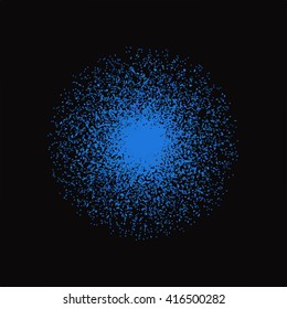 Blue particles Star dust sparks in explosion on black background