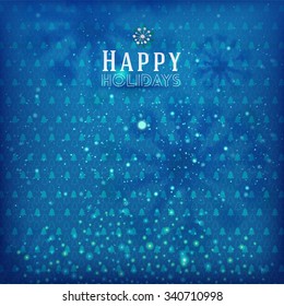 Blue party background with bow and lights. Vector decorative high quality illustration.