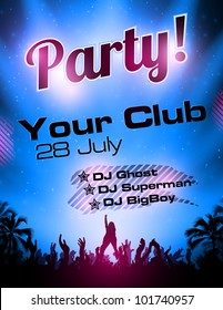 Blue Party flyer vector template