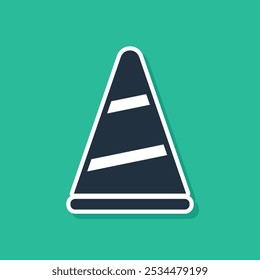 Blaues Party-Hutsymbol einzeln auf grünem Hintergrund. Geburtstagsmütze. Frohe Weihnachten und einen guten Rutsch ins neue Jahr.  Vektorgrafik