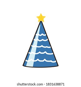 Blue party hat icon sign isolated on white background vector illustration.