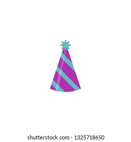 blue party hat isolated on white background. Accessory, symbol of the holiday. Birthday Colorful Cap vector illustration.