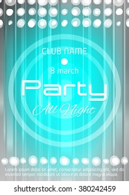 Blue Party poster with place for text.Template for flyer, invitations, banners. Vector Illustration