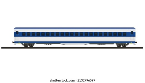 Vagón azul de pasajeros. ilustración vectorial