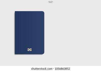Blue passport background on white background. Vector illustration.