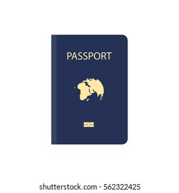 Blue passport background on white background with clipping path