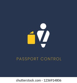 Blue passport control sign vector