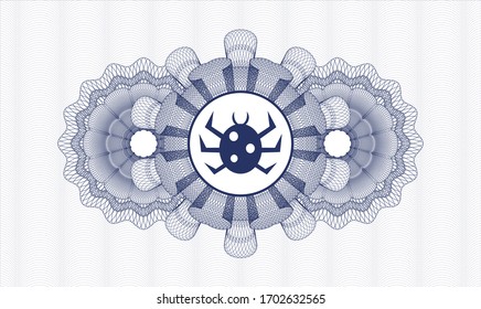 Blue passport emblem. Vector Illustration. Detailed with bug icon inside