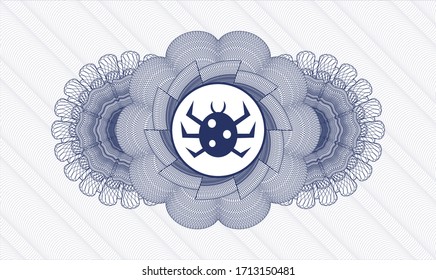 Blue passport emblem. Vector Illustration. Detailed with bug icon inside