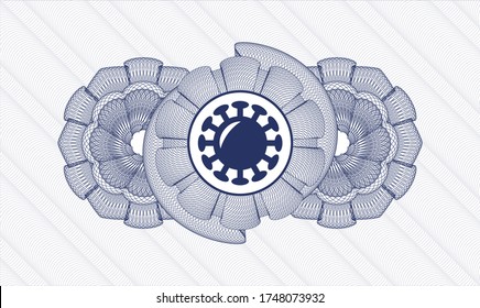 Blue passport emblem. Vector Illustration. Detailed with coronavirus icon inside