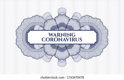 Blue passport emblem. Vector Illustration. Detailed with text Warning Coronavirus inside
