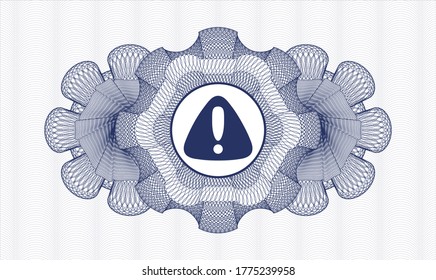 Blue passport emblem. Vector Illustration. Detailed with warning icon inside