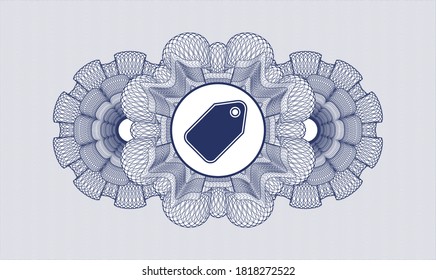 Blue passport emblem. Vector Illustration. Detailed with tag icon inside