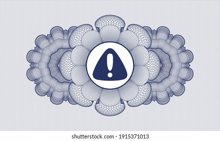 emblema del pasaporte azul. Ilustración vectorial. Detallado con el icono de advertencia