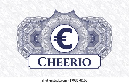 Blue passport emblem. Vector Illustration. Detailed with euro icon and Cheerio text inside svg