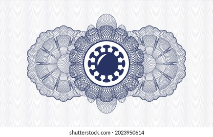 Blue passport emblem. Vector Illustration. Detailed with coronavirus icon inside