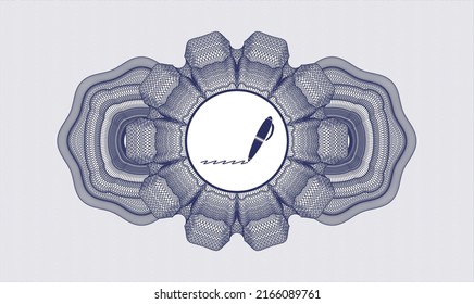 Blue passport emblem. Vector Illustration. Detailed with writer icon inside