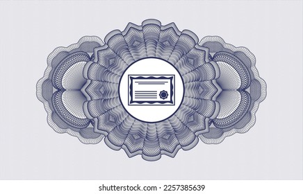 Blue passport emblem. Vector Illustration. Detailed with certificate icon inside