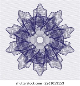 Blaues Passemblem. Vektorgrafik. Detaillierte Angaben. 