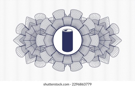 Blue passport emblem. Vector Illustration. Detailed with soda can icon inside