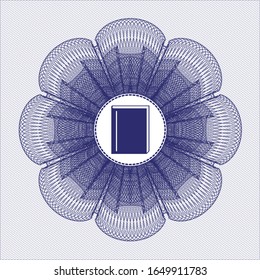 Blue passport money rosette with book icon inside