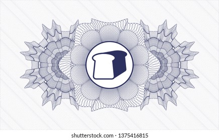 Blue passport money rosette with bread icon inside