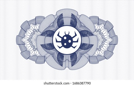 Rosette de dinero del pasaporte azul con icono de bug dentro