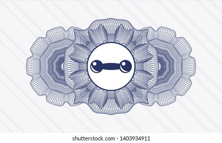 Blue Passport Money Rosette With Dumbbell Icon Inside