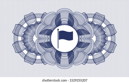 Blue passport money rosette with flag icon inside
