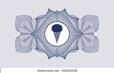 Blue passport money rosette with ice cream icon inside