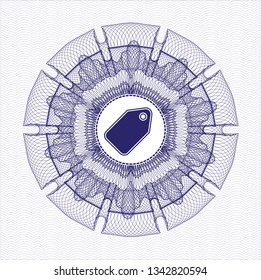 Blue passport money rosette with tag icon inside