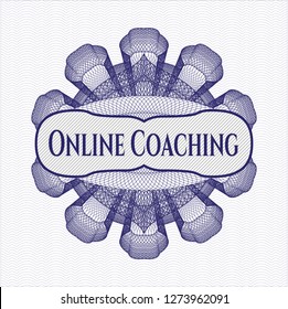 Blue passport money rosette with text Online Coaching inside
