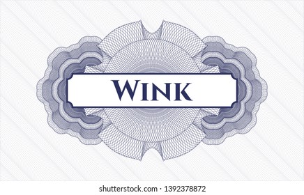 Blue passport money rosette with text Wink inside
