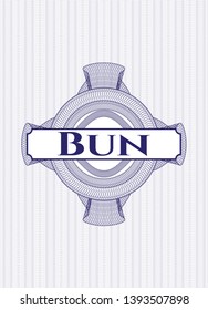 Blue passport money rosette with text Bun inside