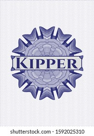 Blue passport money rosette with text Kipper inside