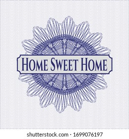 Blue passport money rosette with text Home Sweet Home inside