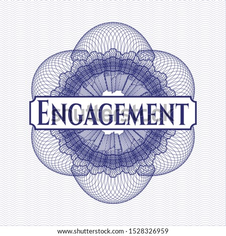 Blue passport money rosette with text Engagement inside