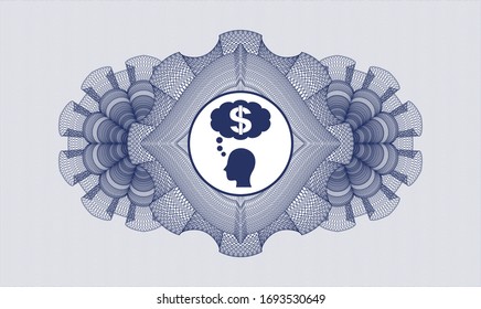 Rosette de dinero del pasaporte azul con un icono del dinero en el interior