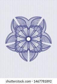 Blue passport money rosette. Vector Illustration. Detailed.