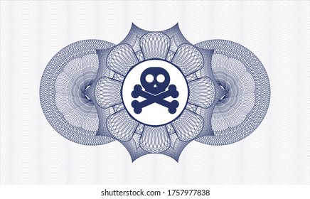 Blue passport money rosette. Vector Illustration. Detailed with crossbones icon inside