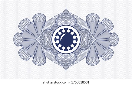 Rosette con dinero del pasaporte azul. Ilustración vectorial. Detallado con el icono de coronavirus dentro