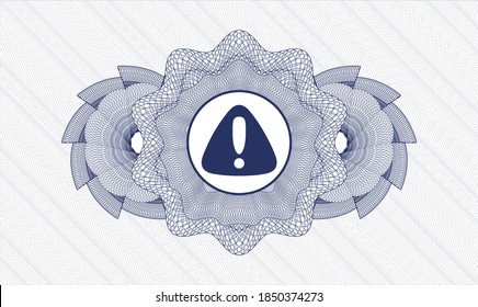 Rosette con dinero del pasaporte azul. Ilustración vectorial. Detallado con el icono de advertencia