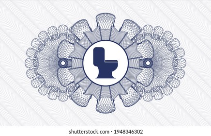 Rosette con dinero del pasaporte azul. Ilustración vectorial. Detallado con el icono de WC dentro